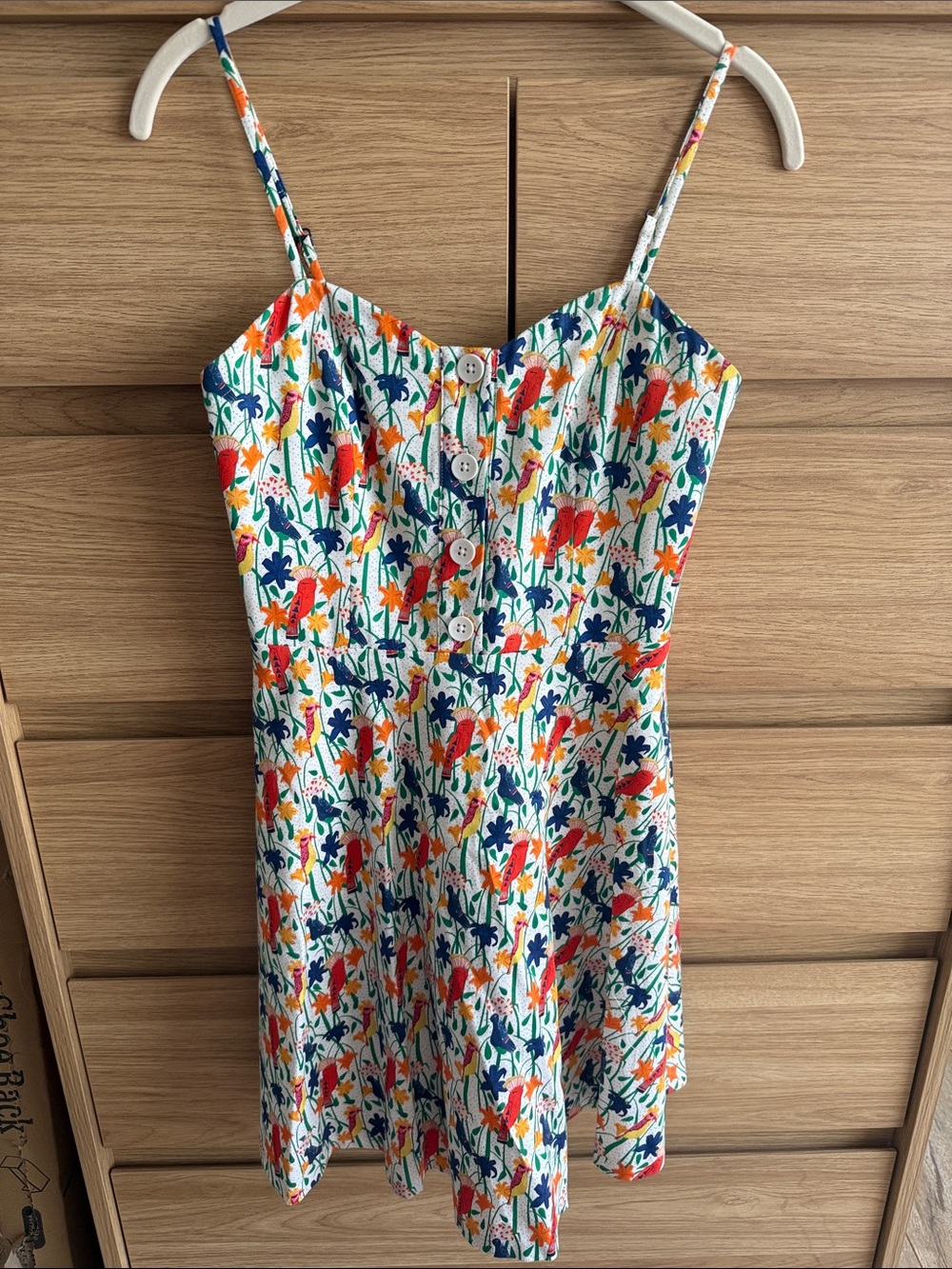 Alice + Olivia White Mini Dress with Orange & Navy Floral Print